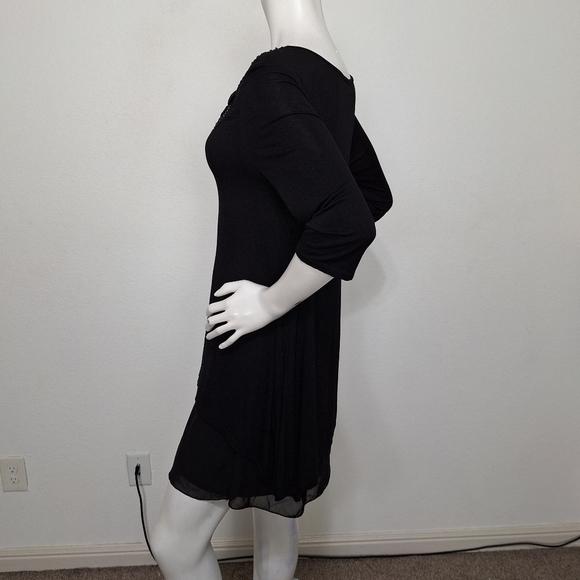 Miss Couture Black Whimsigoth Fairy Bead & Flower Embellished Sheer Hem Dress M - Picture 9 of 13